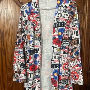 Colorful Graphic Print Jacket 1XL One Button